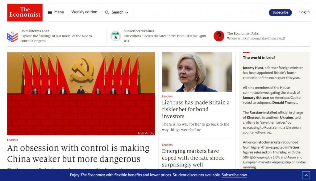 The Economist website screenshot